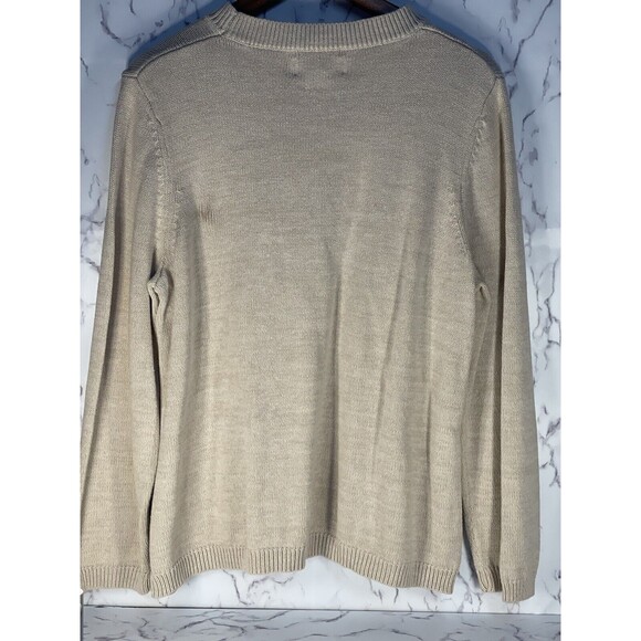 Vintage CJ Banks Women’s Hand Embroidered Cream Holiday Cat Sweater Size 1X - Picture 4 of 4